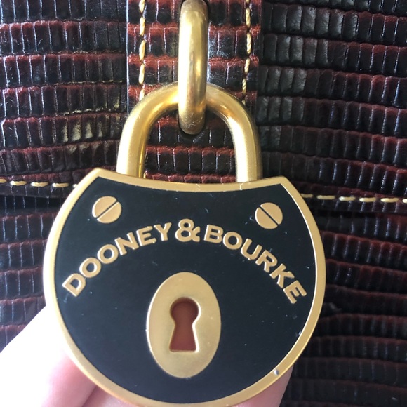 Dooney & Bourke Lizard Handbag Leather Brown Satch - Picture 2 of 5